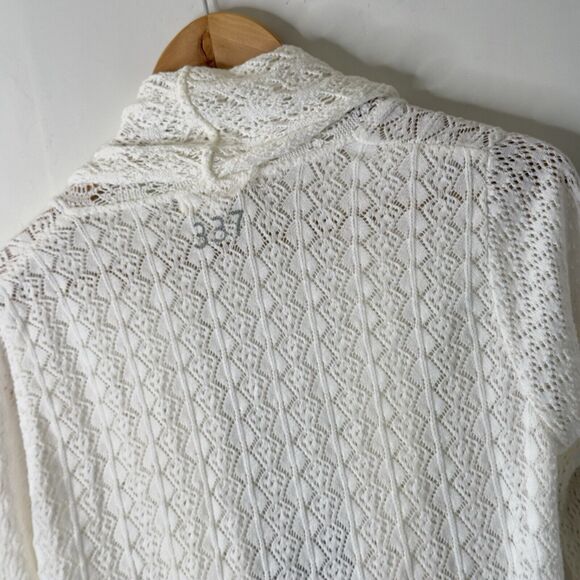 Odd Molly 337 Cardigan Sz 2 (Med) Cream Pointelle Knit Front Tie Dainty Fairy - Picture 7 of 15